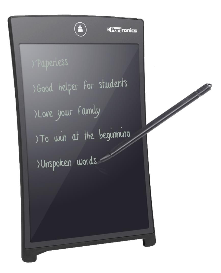 Portronics Portable RuffPad Re-Writeable 21.59Cm (8.5-inch) LCD POR-628 with 4 Magnet, Stylus Drawing Handwriting Board, Black
